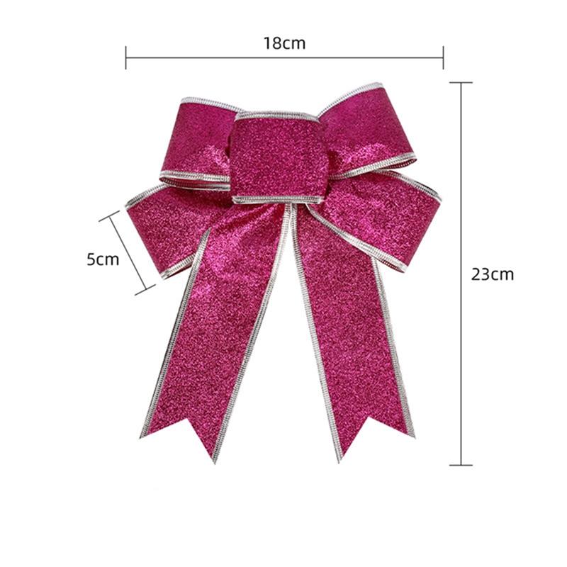 23CM Christmas Decoration Ribbon Bows Hanging Christmas Tree Pendant Ornament for Home Decor DIY New Year 2026 Gifts Accessories