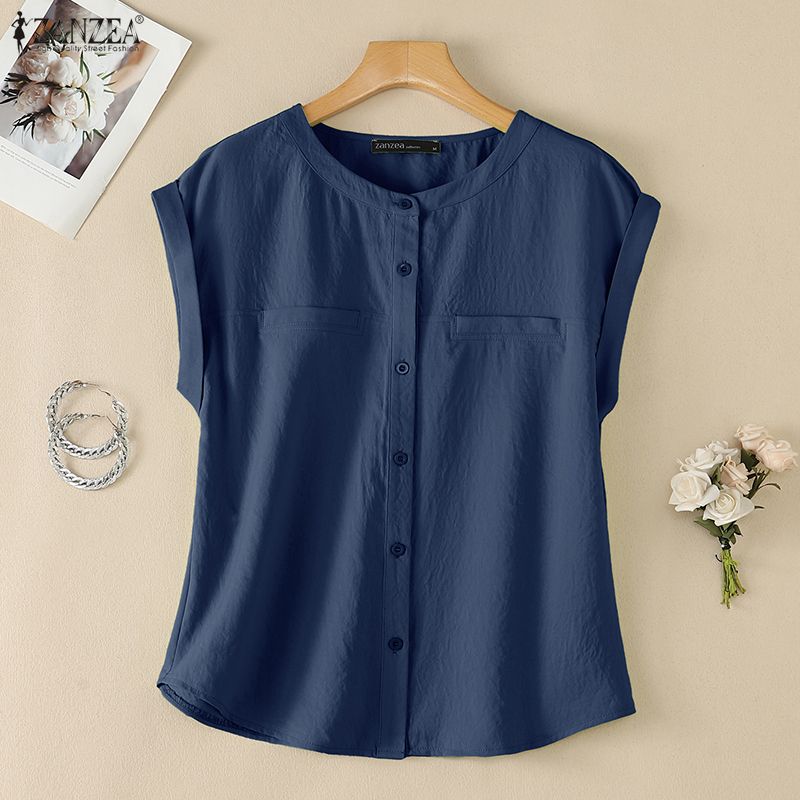 ZANZEA Women Casual Round Neck Solid Color Sleeveless Tank Tops