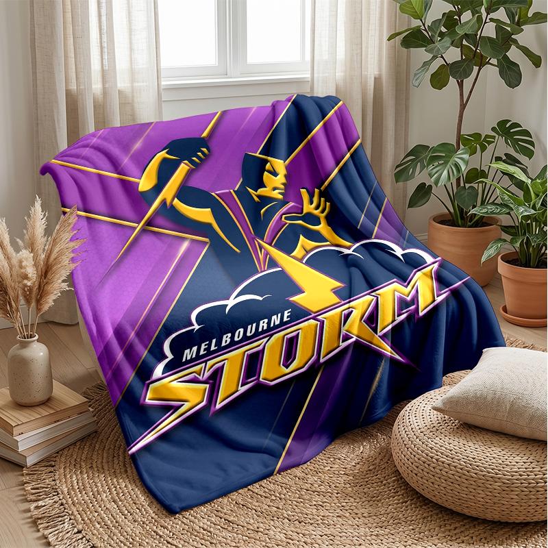 Melbourne Storm Flannel Fleece Blanket Cozy Warm Throw Blanket For Couch Bed Travel All Season Use