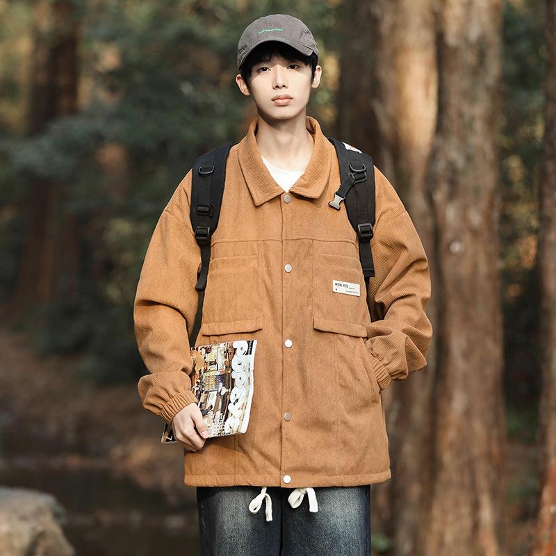 Spring and Autumn New Couple Outdoor Corduroy Lapel Work Jacket Loose Tops