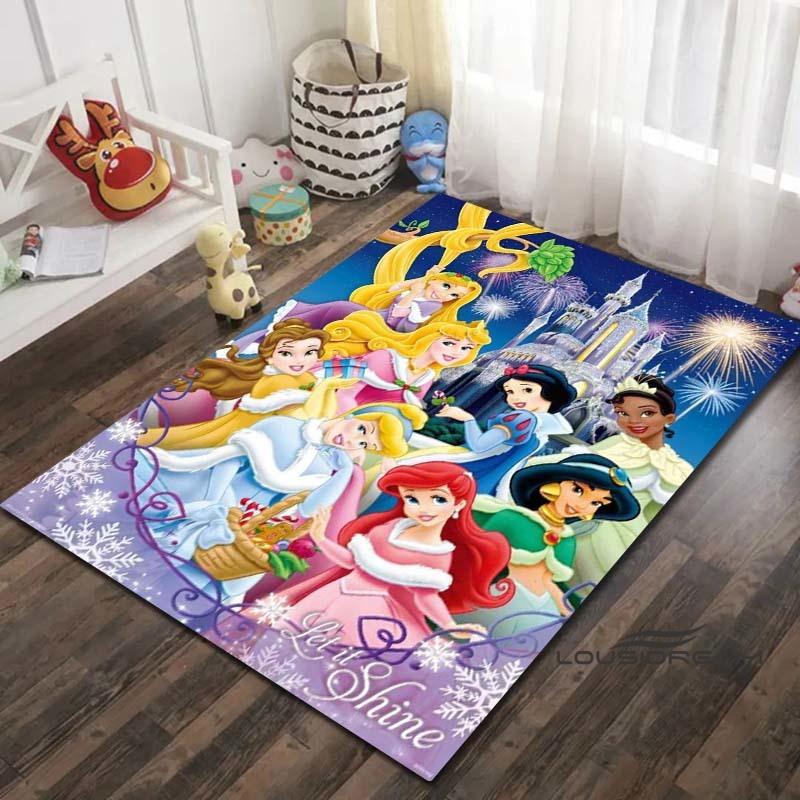 Tappeto con Disegno di Principessa Cartone Animato - Decorazione per Stanza, con disegni di Ariel e La Sirenetta, lavabile in lavatrice e morbido, perfetto per