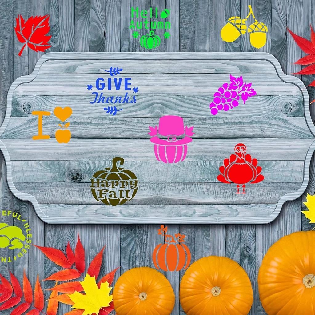 Konsait Thanksgiving Decoration Cookie Stencils, 20 Pack Happy Fall Farmhouse Harvest Give Thanks AutumnTemplate Stencils for Baking Royal Icing Cake