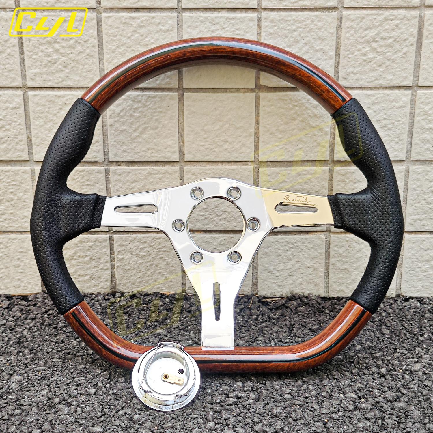 JDM Classic Vintage D Shape Steering Wheel Wooden Sports Steering Wheel for Universal чёрный