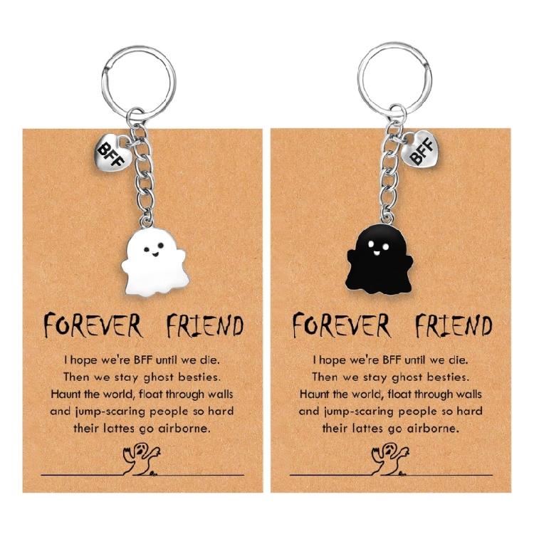 Spooky Wraith Key Ring Halloween Stocking Stuffer for Women Girls Teens Cute Boo Basket Gift for Friend With Gift Card