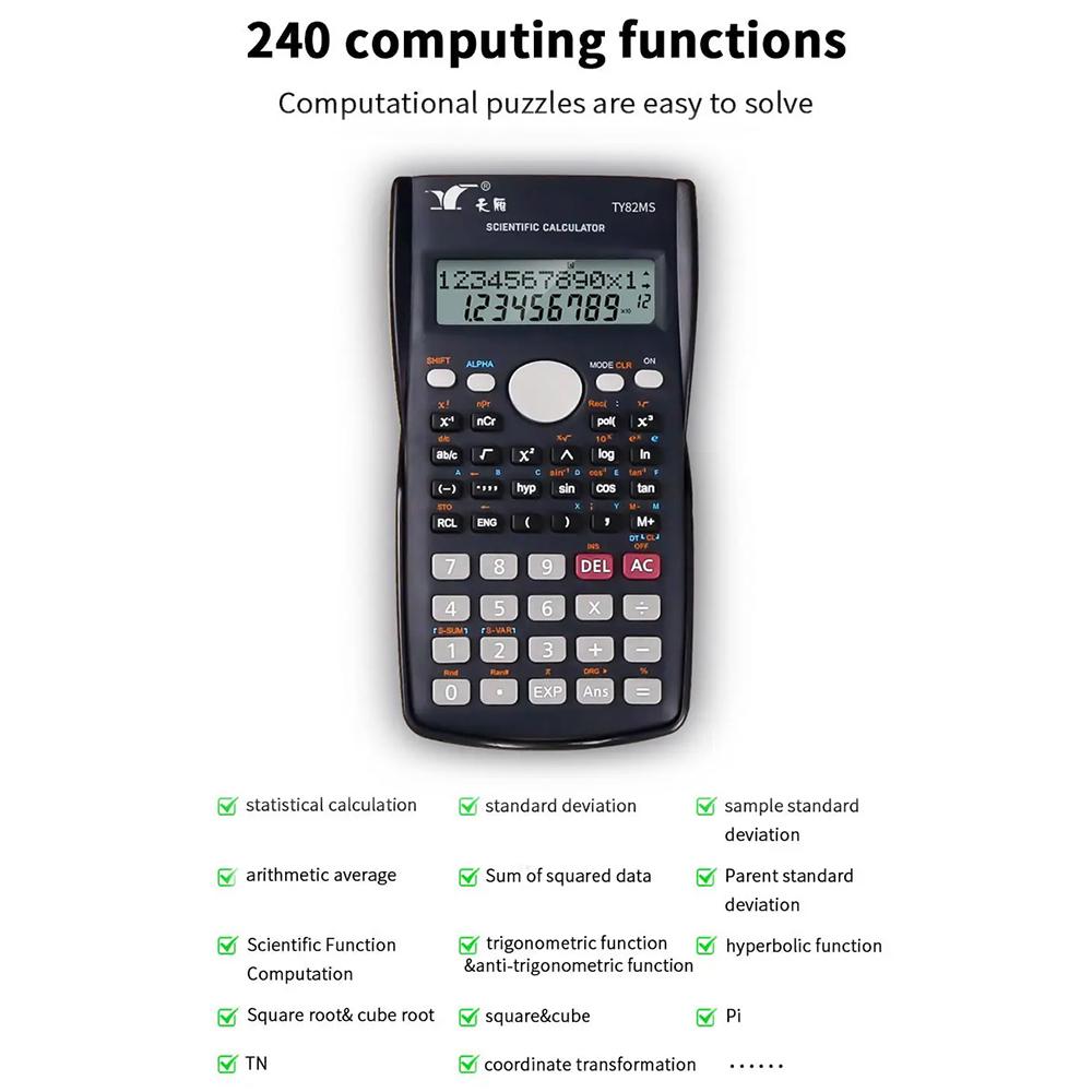 Scientific Calculators Math Calculator with 240 MultiFunctional Calculator 2 Lines LCD Display