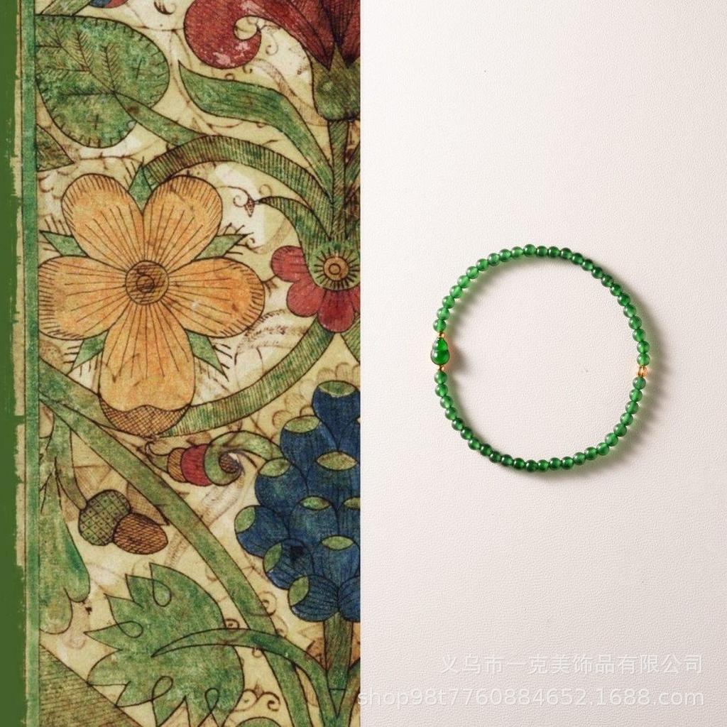 Natural Imperial Green Jade Single-Strand Gourd Charm Bracelet for Women, New Chinese Style, Versatile