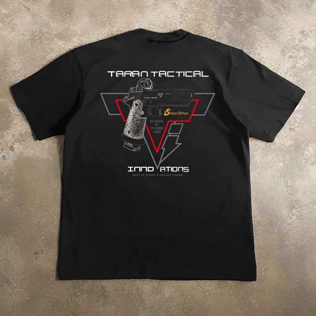 100% pure cotton summer holiday T-shirt Taran men's tactical pistol print T-shirt Loose and breathable round-neck short-sleeved