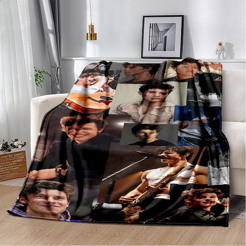 3D Shawn Mendes Handwritten Singer Soft Plush Blanket,Flannel Blanket Throw Blanket for Living Room Bedroom Bed Sofa Kid Gift