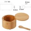 Wood Salt Container with Built-in Spoon Swivel Lid Food Grade Salt Holder Bowl for Home Kitchen Countertop Storage