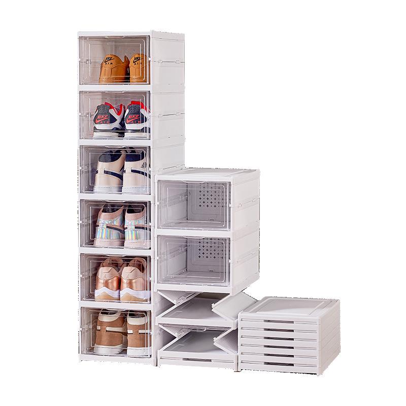 Transparent Foldable Shoe Storage Box - Space-Saving Organizer & Sneaker Rack, No Installation Required