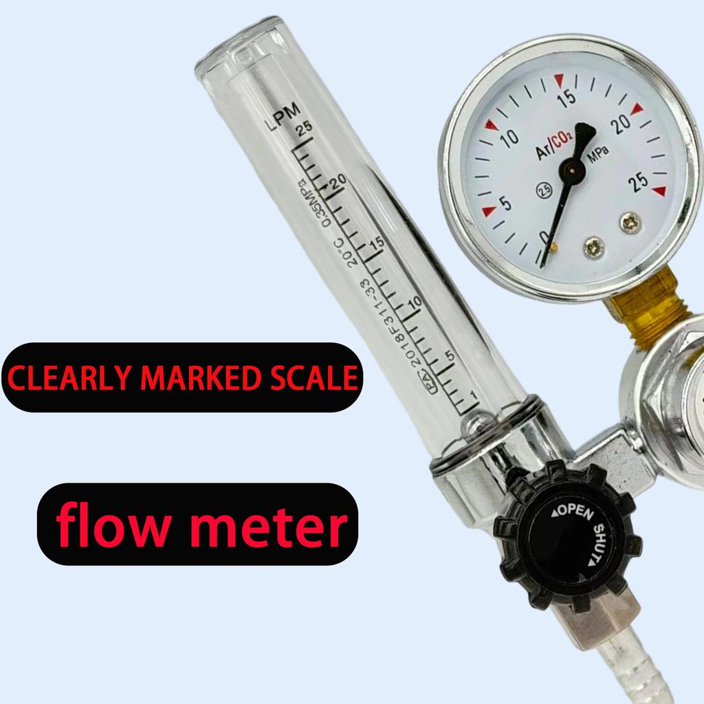 CO2 Flow Meter Mig Tig 0-25 MPa, Standard Flow Meter, Welding Device, Argon Pressure Reducer
