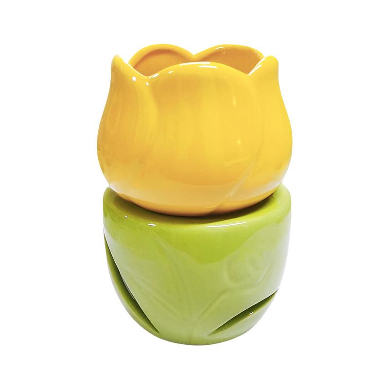 Pink Blossom Melt Warmer Ceramic Tart Warming Melter Tealight Candle Glazed Holder For Beeswax Soy Essential Oil