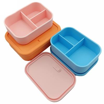 Silicone Sealed Fresh-keeping Lunch Box Storage Box, Three Compartment Food Grade Complementary Food Box