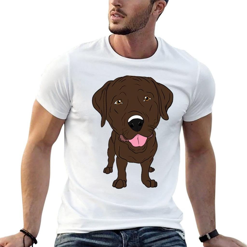 Happy Chocolate Labrador T-Shirt Retro Graphic Print T-Shirt