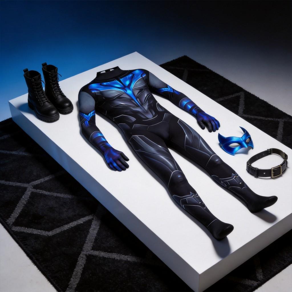 Tuta Integrale Nightwing dei Titans con Tessuto in Lycra per Cosplay ed Eventi in Costume