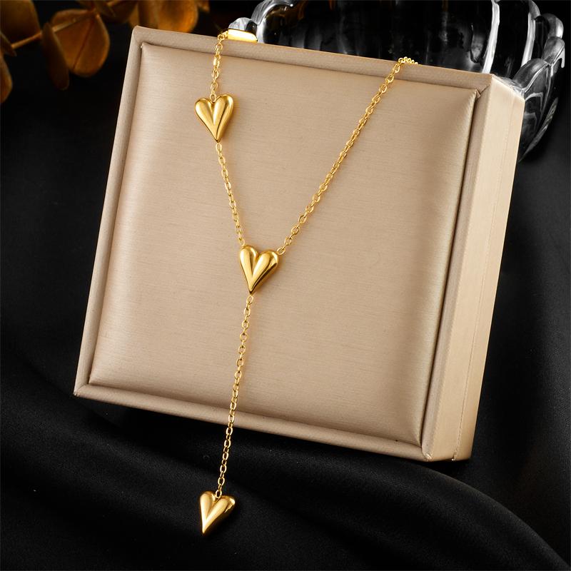DIEYURO 316 Stainless Steel Golden Minimalist Heart Necklace For Women Fashion Trend Girl Jewelry Valentine's Day Gift Joyas