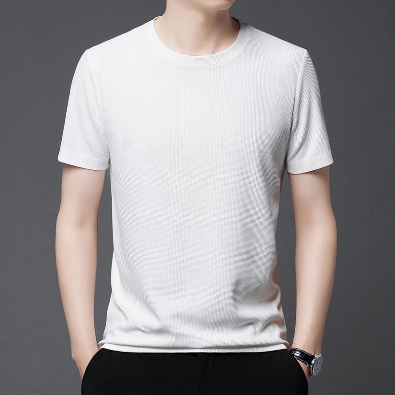 Men's Summer Waffle Crew Neck T-Shirt - Loose, Trendy, Hong Kong Style