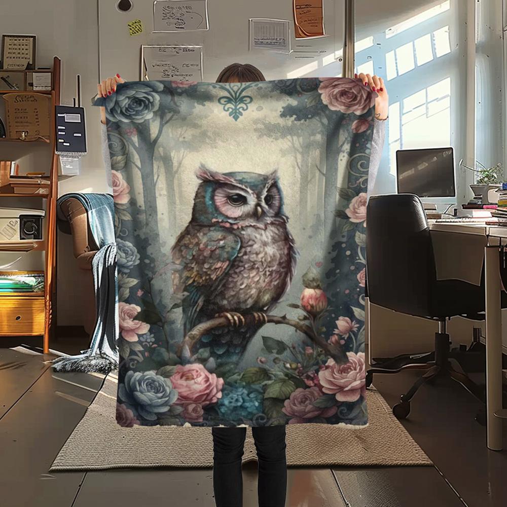 

1PC Romantic Retro Watercolor Print FlAannel Blanket, High quality Comfortable for All Seasons, Home Decor, Warmth and Comfort 80cm x 120cm