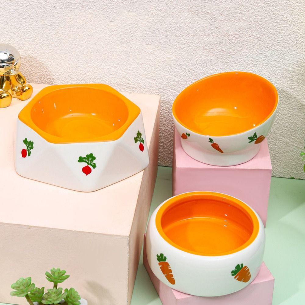 Cartoon Rabbit Feeder Ceramic Pet Food Feeding Basin Food Dispenser Rabbit Food Bowl  Kitten Puppy