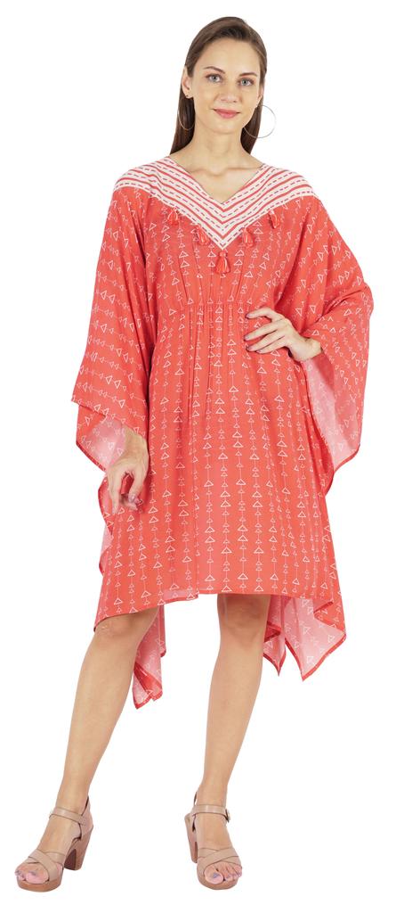 Moomaya Damen Sommer Strandmode Party Kimono Kaftan Bedrucktes Kaftan Kleid Maxi