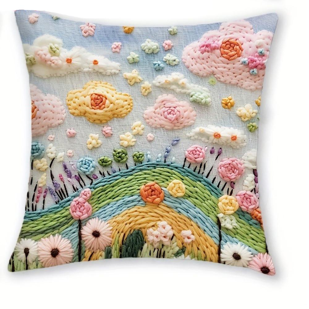 

Unicorn and Rainbow Pillowcases: Magical and Colorful Decor Sofa cushion cover home room decoration 2D flat printing 16x16Inch