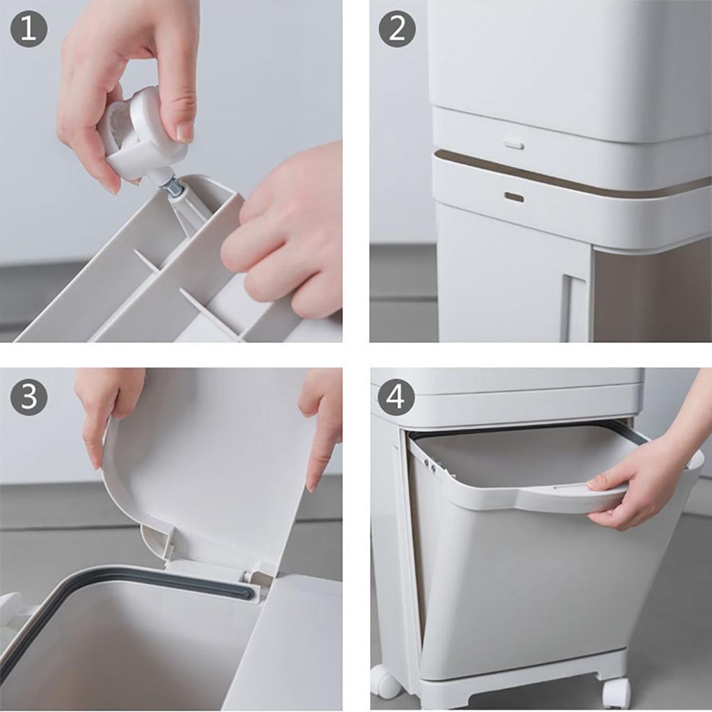 2-warstwowy kosz na śmieci do kuchni plastikowy kosz na śmieci na mokro i na sucho przycisk recykling ułożony w stos sortowanie kosz na śmieci