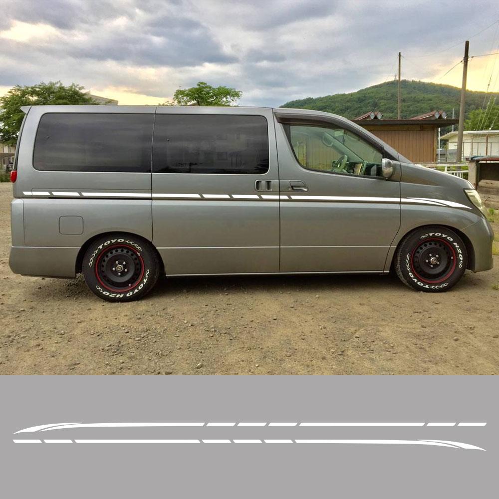 

2PCS Car Door Side Stickers Camper Van Stripes Graphics Tuning Auto Accessories Vinyl Decals For Nissan Elgrand E50 E51 E52 Carbon Fiber