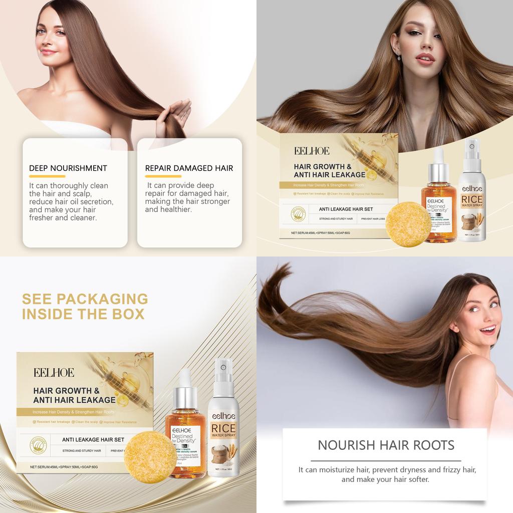 Eelhoe Hair Care Set Gentle Nourishing Repair For Dry Frizzy Shiny Strong Hair