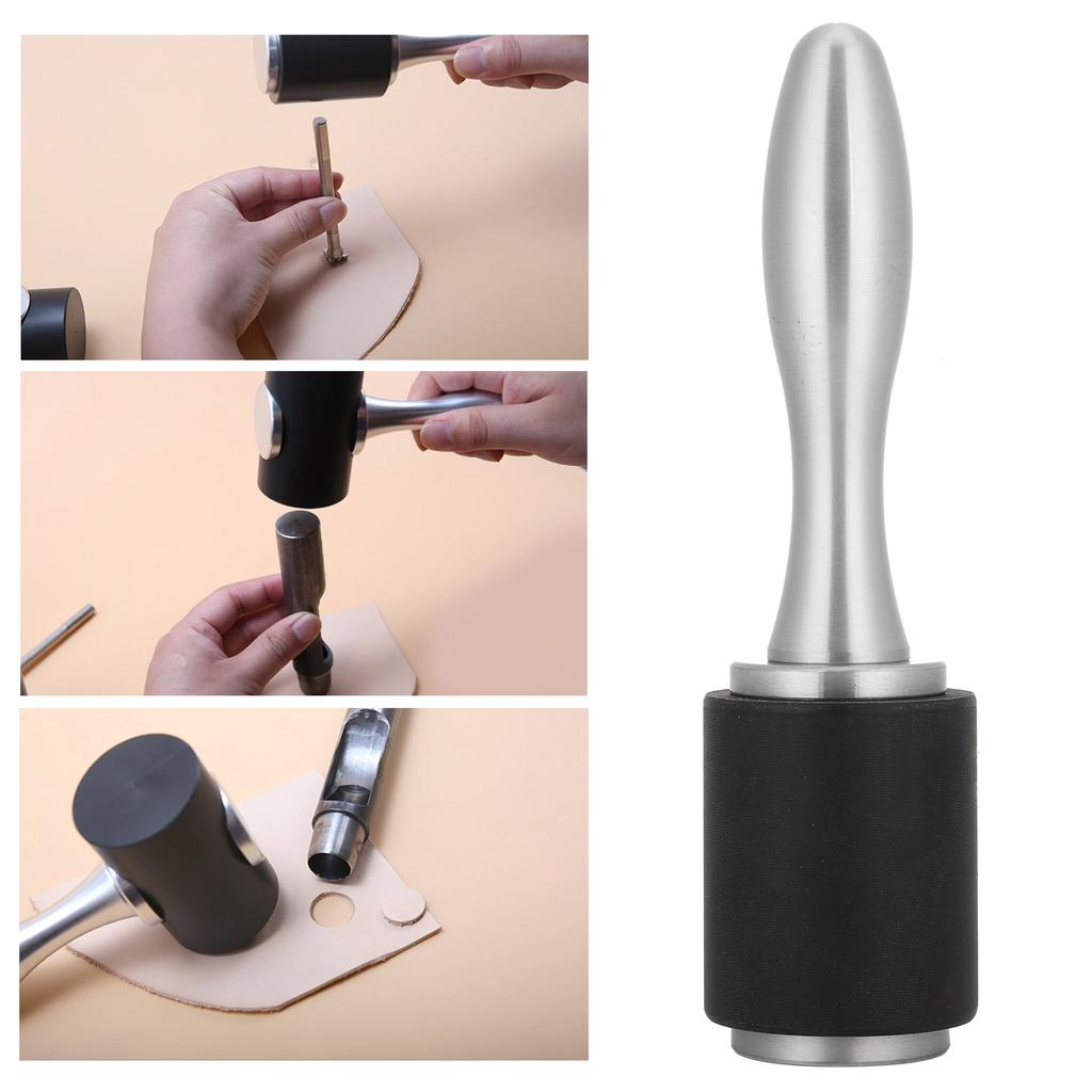 Leather Craft Hammer DIY Handcraft Hand Made Nylon Carving Engraving Punching Tools(Aluminum Alloy Handle SingleHead
