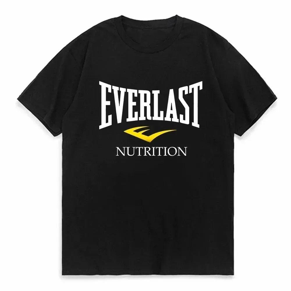 Summer Boxing EVERLAST Loose Casual Short Sleeves T-shirt Letter Printing T Shirt O-Neck Cotton Tee Shirt Fitness Sports Tops