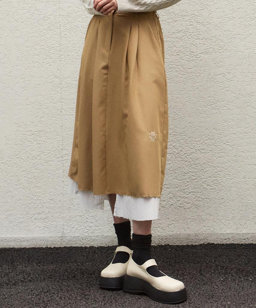 Nigaennikol Nicole Pintuck Layered Long Skirt_Beige