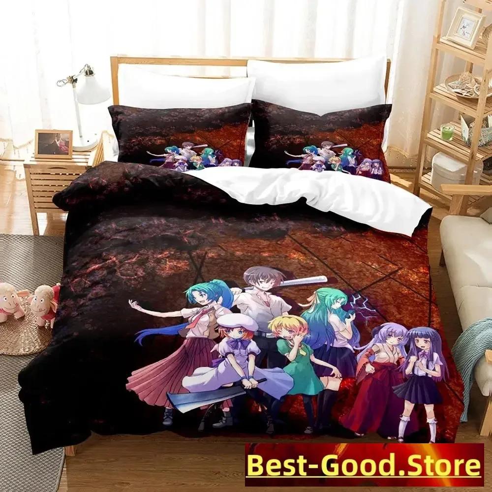 Higurashi no Naku Koro Ni Bedding Set Printed Bed Set With Pillowcase Duvet Cover Soft Single Double Queen Super King Size