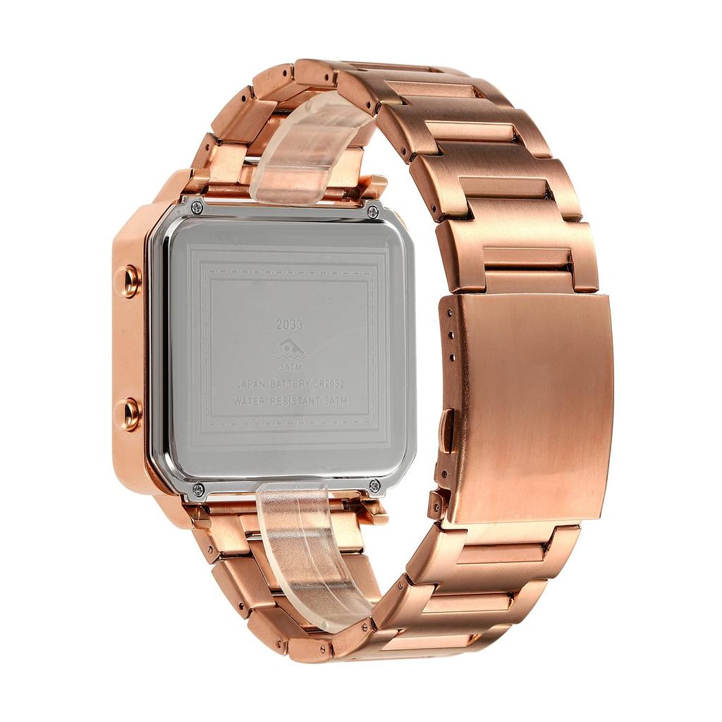 Reginald Watches for Men Fashion Trend Multifunction Outdoor Sports Watch LED Large Digital Display Chronograph Stainless Steel Square Watches