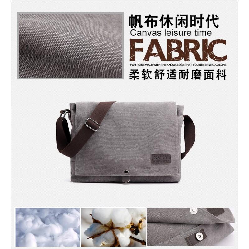 Men's Canvas Cross-body Bag Fashionable Single Shoulder Casual Multi-function Light