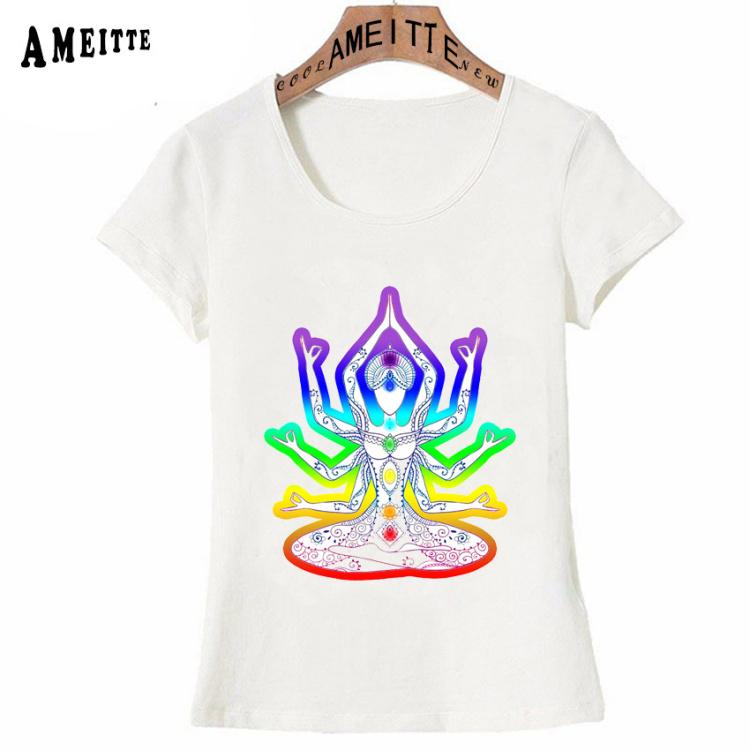 Yo Ga Girl Multi Arms Chakra Buddha Mandala Chakra Power Centers Zen T Shirt Summer