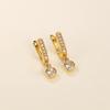 Partial Paved U Shape Huggie Hoop with Single Drop Round Stone Dangle Earrings Women Ear Jewelry