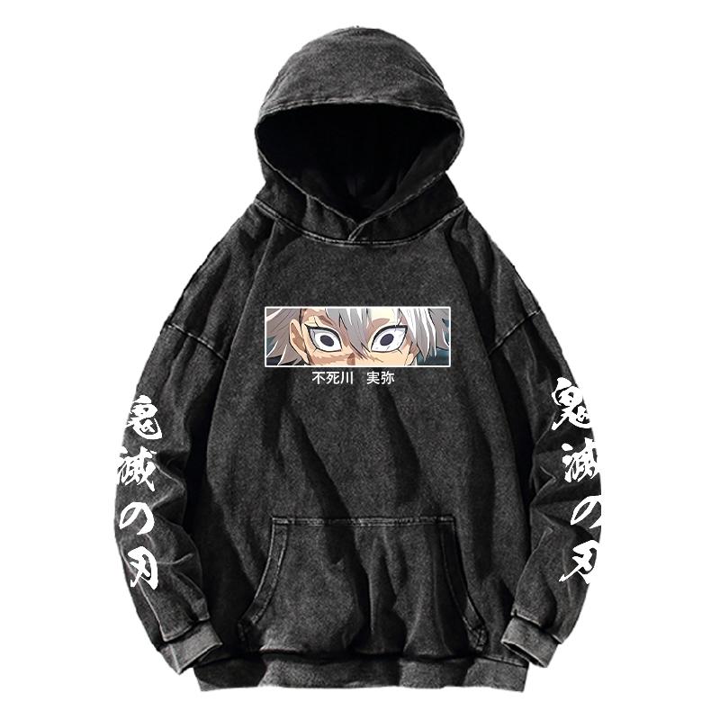 Demon Slayer Hettegenser Shinazugawa Sanemi Genser Menn Kvinner Langermet Streetwear Klær Vasket Bomull Løs Hettegenser