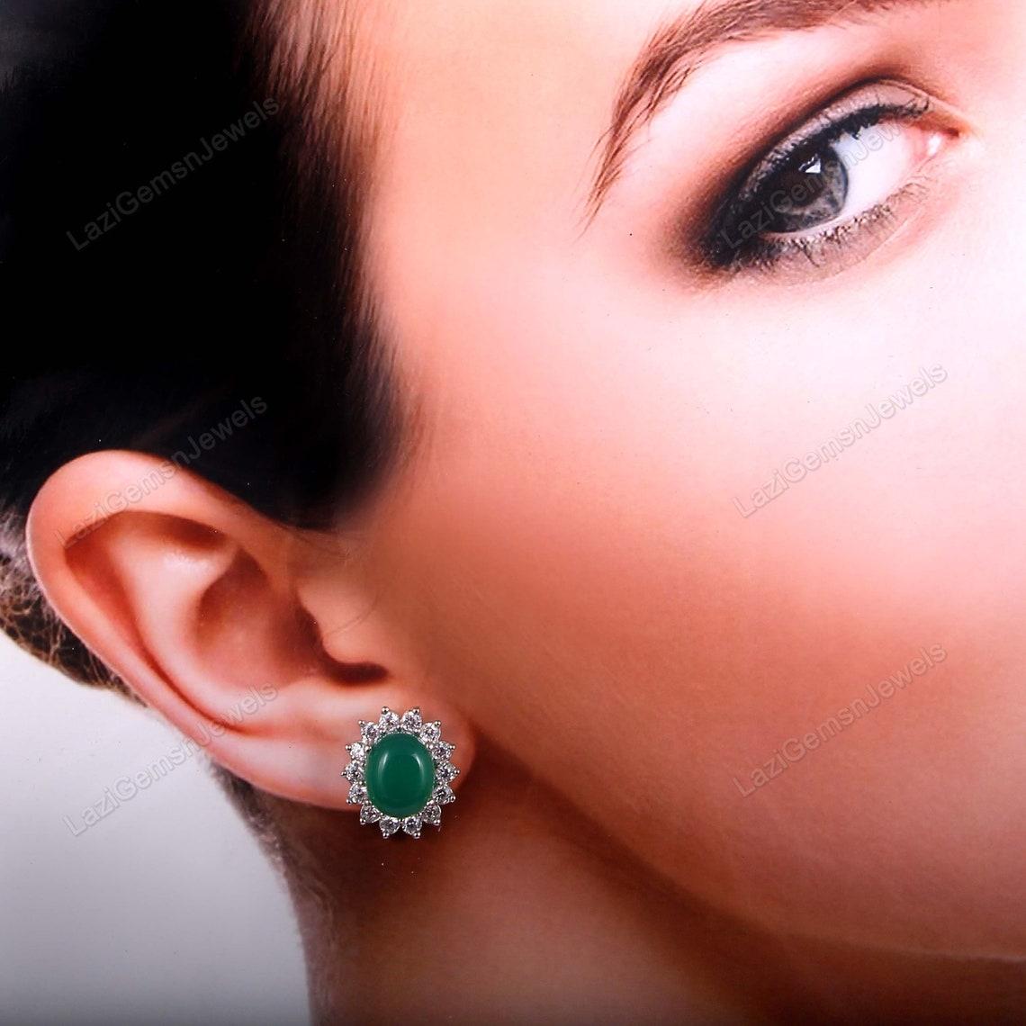 

Серьги-гвоздики из натурального оникса, минималистичные серьги-гвоздики, простые ювелирные серьги, серебро 925 пробы, зеленый драгоценный камень, серьги Bigl Boho, подарок мамы ей