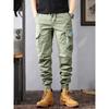 Men's Loose-Fitting Cargo Pants with Pockets, Spring and Autumn New Trendy Casual Long Pants, Versatile Cropped Pants