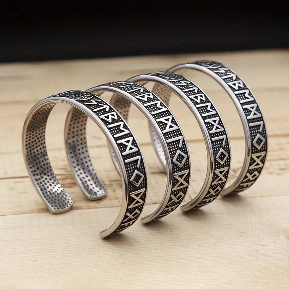 Nordic Vikings 304steel Bracelet for Men and Women, Runes Bracelet, Odin Compass, Bracelets, Fashion Jewelry