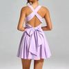 Suspender dress, European and American sexy fungus edge, open dress with halter bow A word