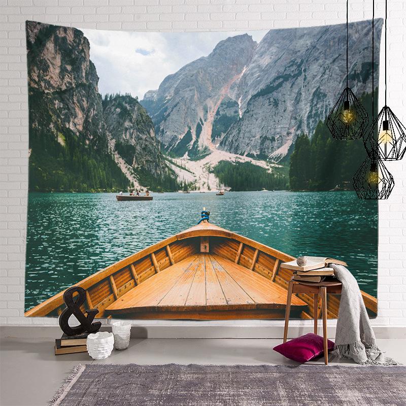 Decorarea casei Tapiserie de pădure retrasă Pânză suspendată Peisaj de munte celebru Tapiserie din pânză de fundal real