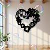 Vintage Black Metal Heart Wall Art with Leaf Design Hanging Ornament Indoor Outdoor Home Decor Gift
