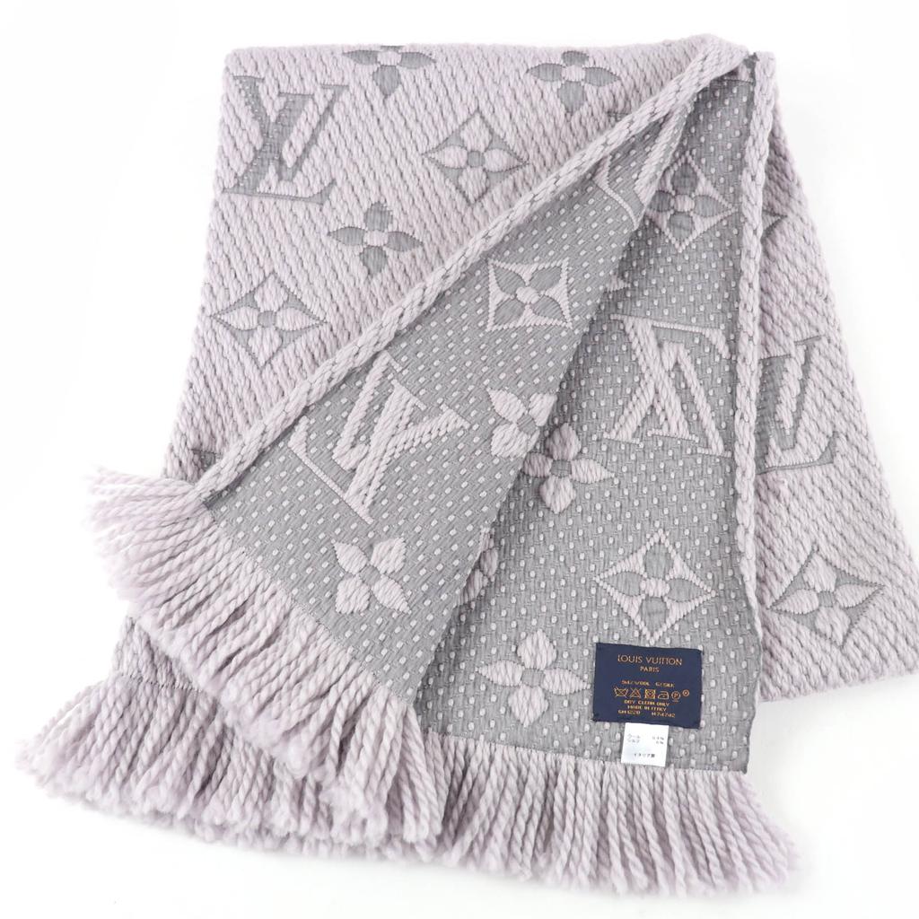 Great LOUIS VUITTON Scarf Esharp Logomania With fringe wool Women M74742 Used
