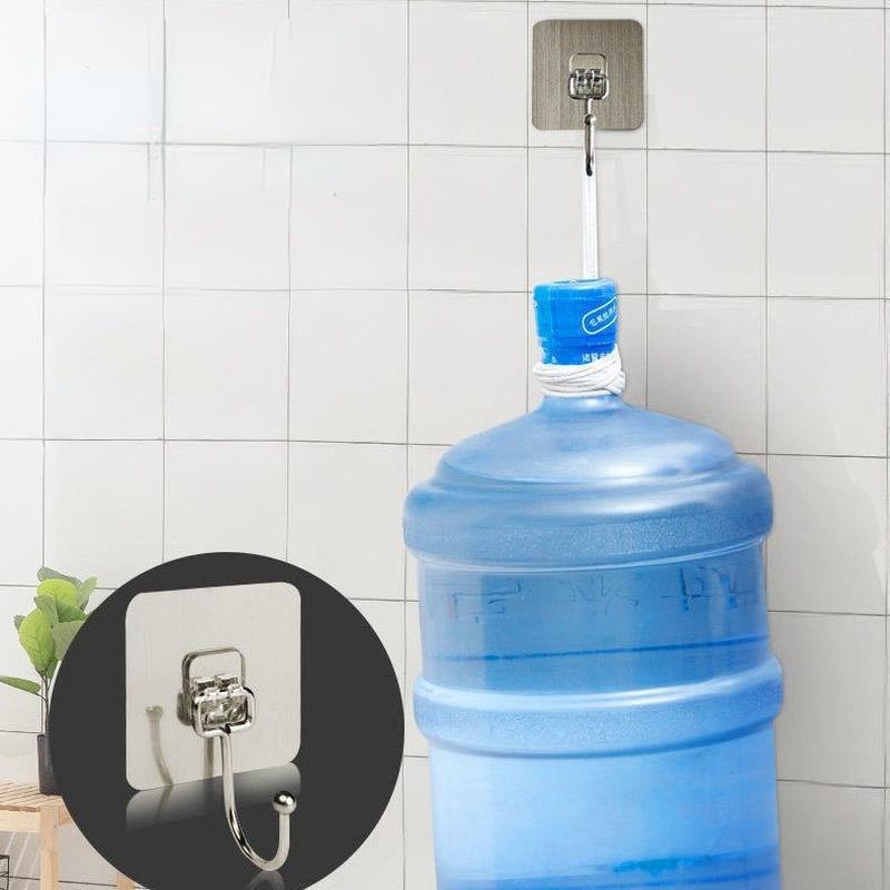 5/10 Stück Edelstahl-Haken, stanzfrei, stark, selbstklebend, Wandhaken, Badezimmer-Organizer, Haken, Wohnaccessoires