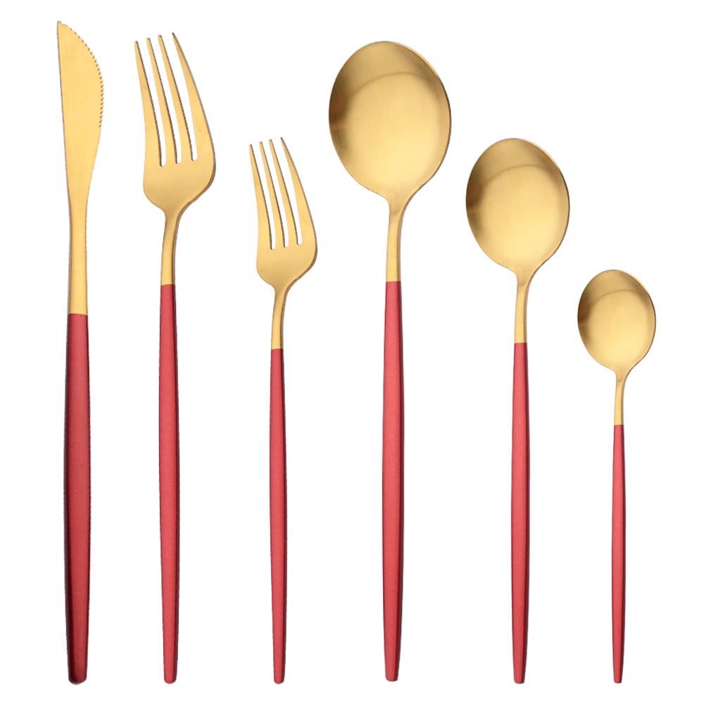 6Pcs Black Matte Flatware Cutlery Set Stainless Steel Dinnerware Set Dessert Fork Spoon Silverware Set Kitchen Party Tableware