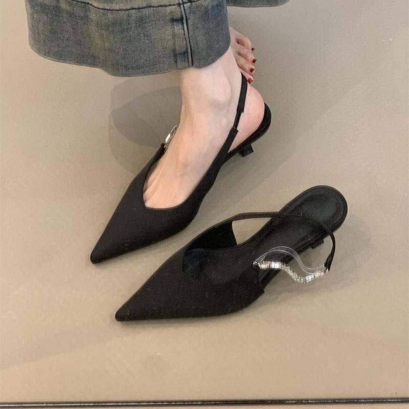 

Мода 2025 Новые атласные мюли с острым носком Женские туфли-лодочки Босоножки Мюли Летние Высокое качество Мелкие Тонкие Низкий каблук Женская обувь Zaptos Mujer 35 чёрный