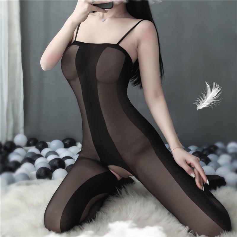 Sex Underwear European and American Temptation Sex Stockings Sexy Suspenders Open Jacquard One-piece Stockings Pajamas Manufacturer 8858