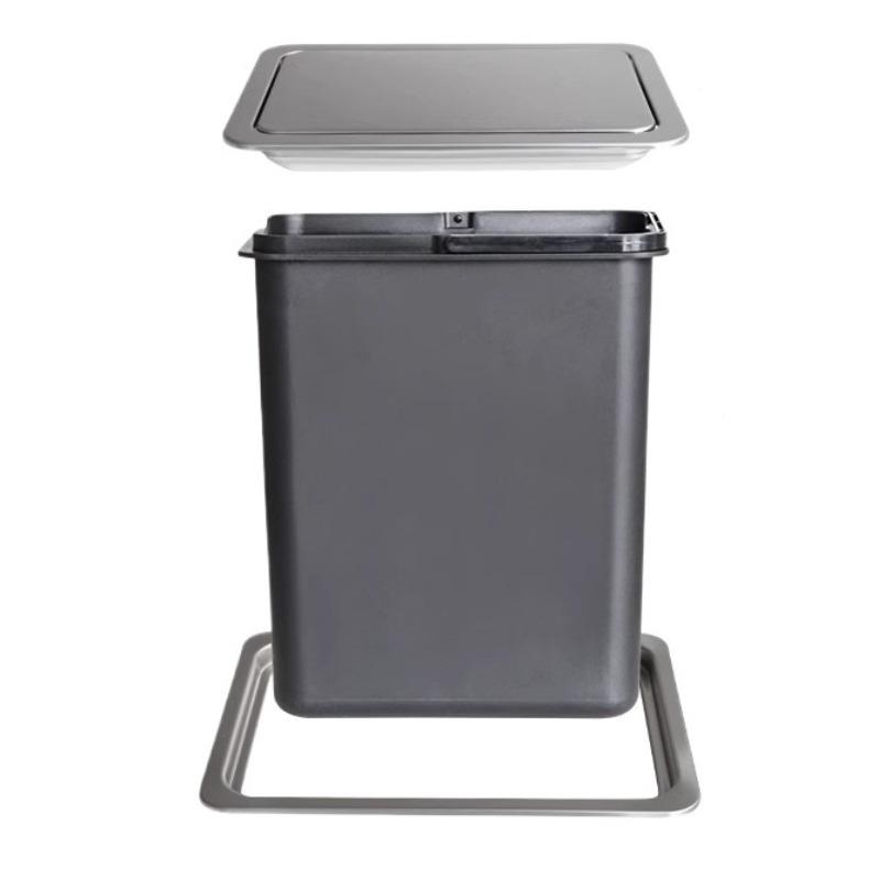 Shaking Countertop Trash Bin Built in Sink Litter Bins Luxury Stainless Steel Dustbin Large Capacity Kitchen Dustbins with Lid