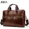 Men's Genuine Leather Briefcase - Top Layer Cowhide Business Tote and Handheld Lawyer Laptop Bag